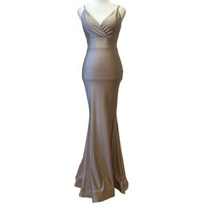 Vintage Jessica Angel Dress Sz XS Champagne Metallic Babydoll Open Back Y2K Prom